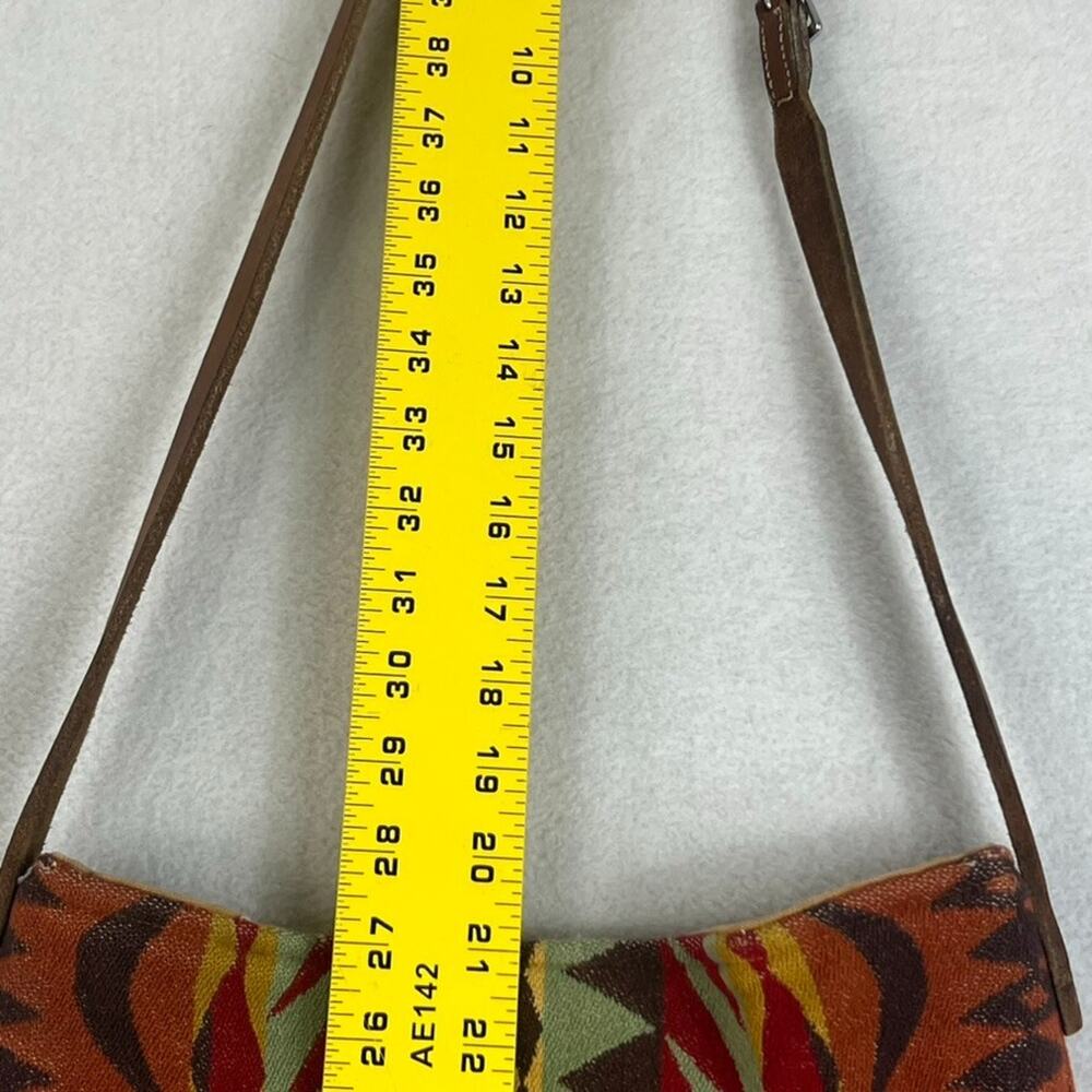 Vintage Handmade 12"X 12" Red Orange Southwestern Wool Boho Hippie Tote Bag - Picture 13 of 16